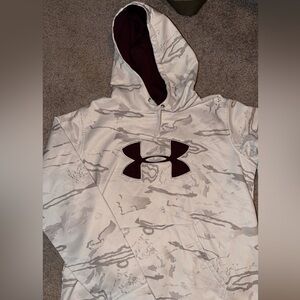 Under Armour White Gray Camo Hoodie with Maroon Logo